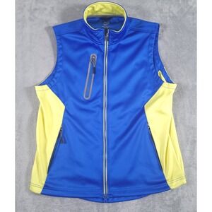 Zero Restriction Vest Men Medium Blue Yellow Tour Series Golf Jacket Performance